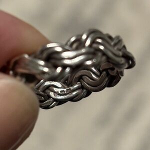 Unisex Sterling Silver 925 Twisted Woven Rope Style Detail Ring Band Size 7.75